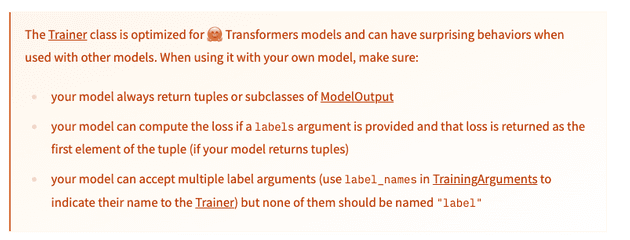 Huggingface warning about Trainer class